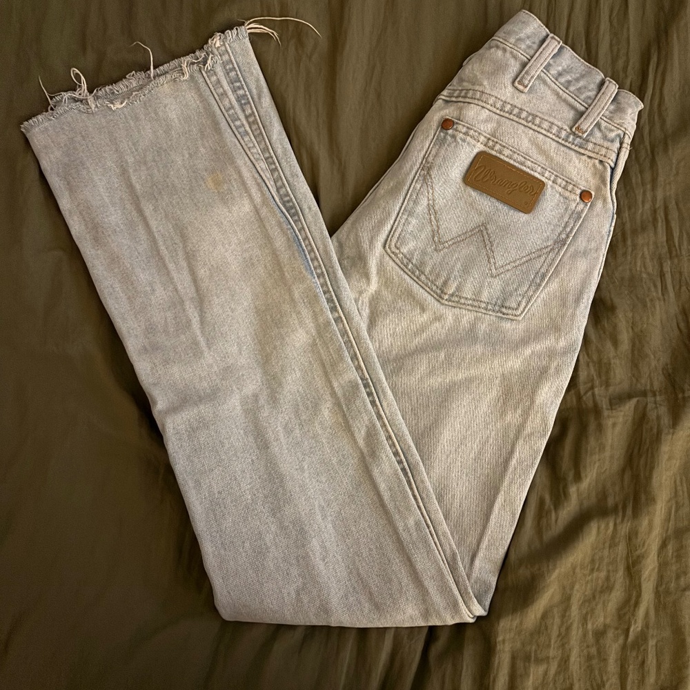 Wrangler jeans, light wash straight cut, size 1